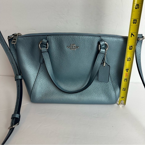 Coach Chelsea Hobo Bag Crossbody Purse Pebbled Cloud Blue Adjustable Zip - Picture 12 of 13